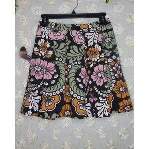 H&M | Women's Mini Skater Skirt Black Floral Pockets Size 4